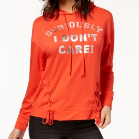 Pretty Rebellious Lace-Up Graphic Hoodie MSRP $39 - Picture 1 of 2